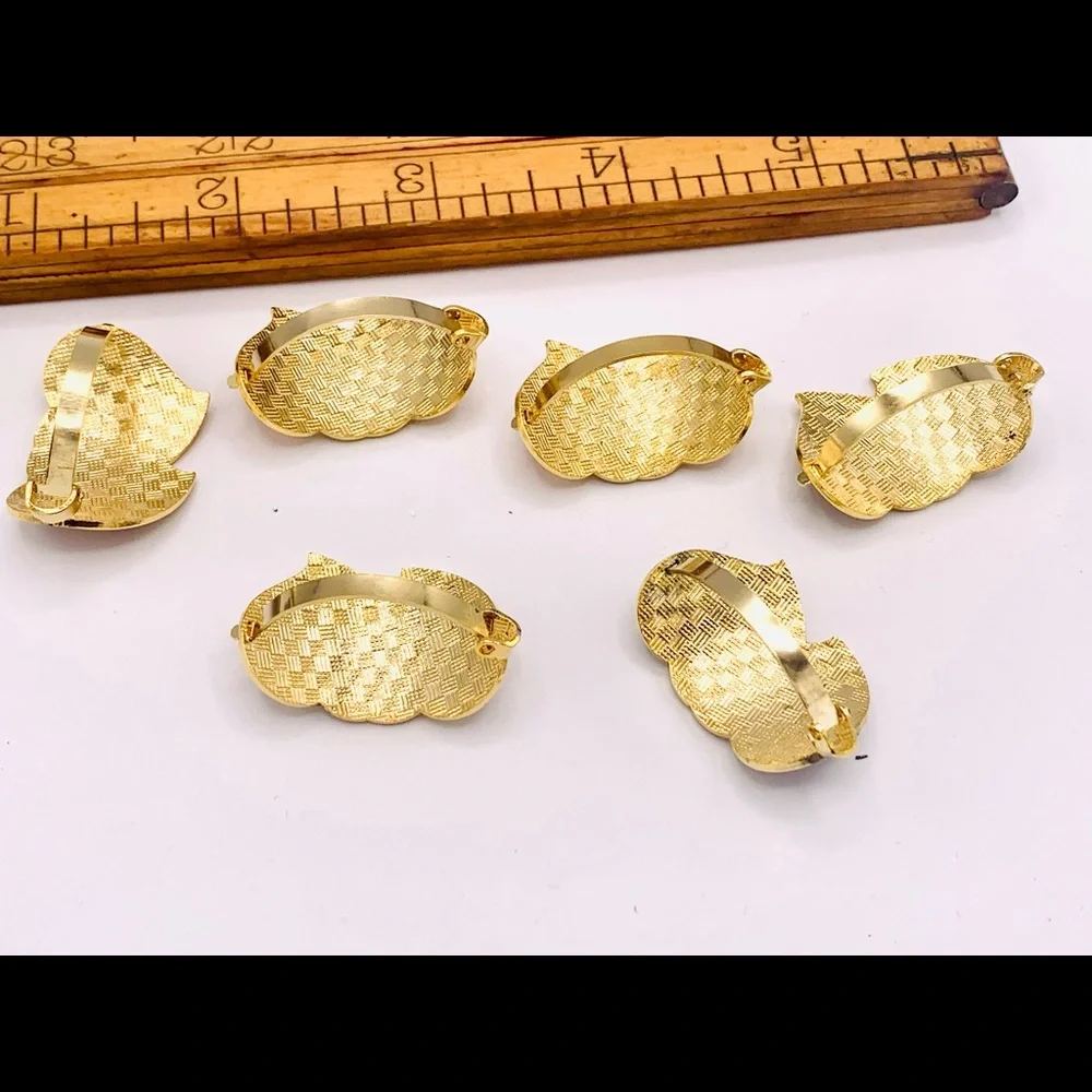 6 vintage scarf clips gold cloisonné 1980s NOS